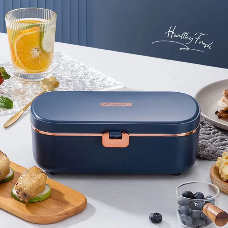 900Ml Electric Lunch Box Water Free Heating Bento Box Portable Rice Cooker Thermostatic Heating Food Warmer for Office 220V
