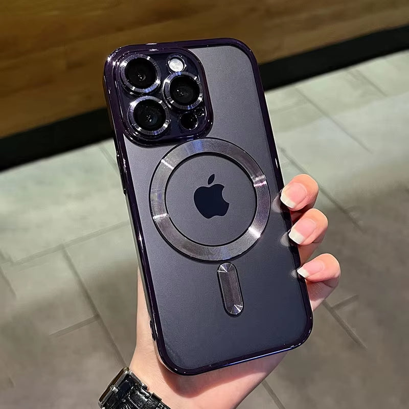 Luxury Magnetic Plating Clear Case for Magsafe Wireless Charging Iphone 11 12 13 14 15 16 Pro Max plus Shockproof Silicone Cover