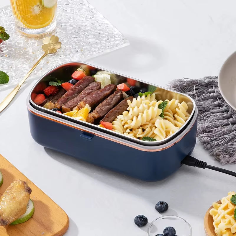 900Ml Electric Lunch Box Water Free Heating Bento Box Portable Rice Cooker Thermostatic Heating Food Warmer for Office 220V