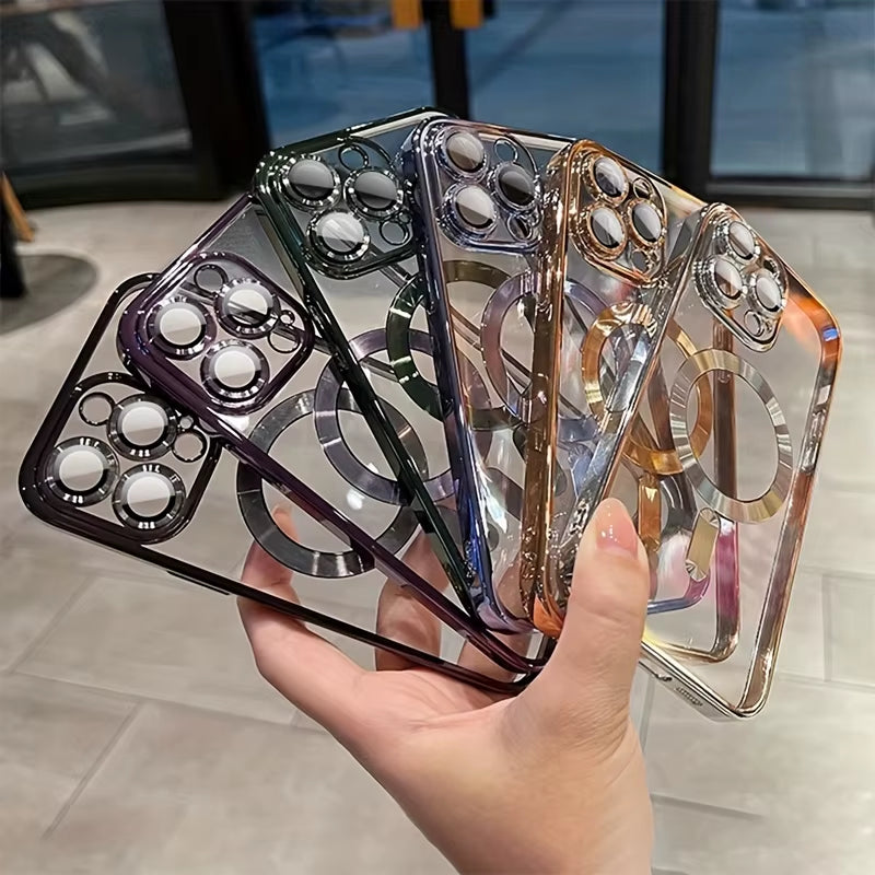 Luxury Magnetic Plating Clear Case for Magsafe Wireless Charging Iphone 11 12 13 14 15 16 Pro Max plus Shockproof Silicone Cover