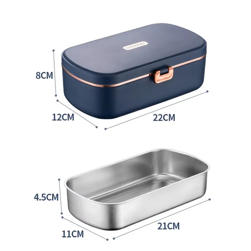 900Ml Electric Lunch Box Water Free Heating Bento Box Portable Rice Cooker Thermostatic Heating Food Warmer for Office 220V